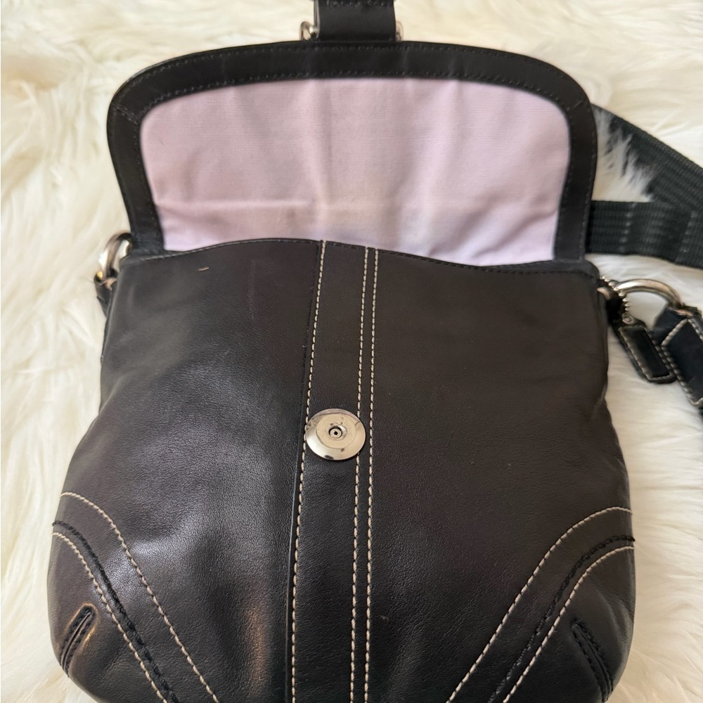 Coach Black Leather Crossbody Bag with Buckle - Picture 9 of 12